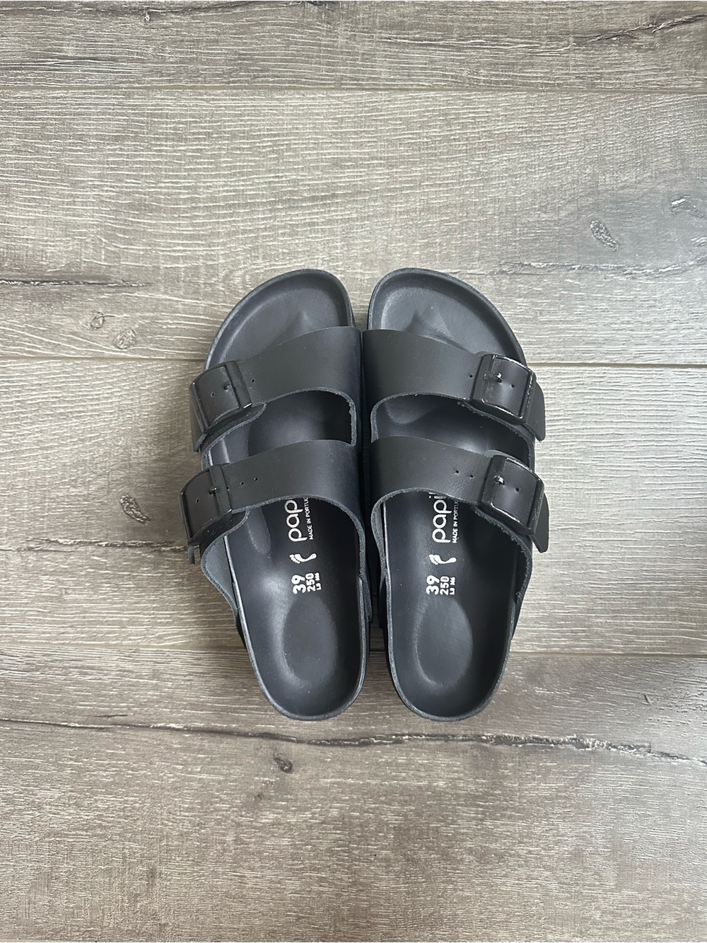 Birkenstock Papillio Arizona Black leather Platform Sandals size 39(8)